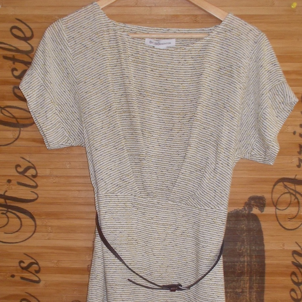 BCBGeneration buttercream open back belted dress